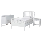 Baxton Studio Lucera 4-Piece Bedroom Set, Twin, White